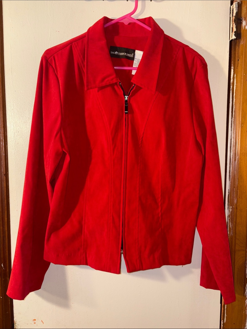 Sag Harbor Bright Red Zip-Front Blazer Jacket